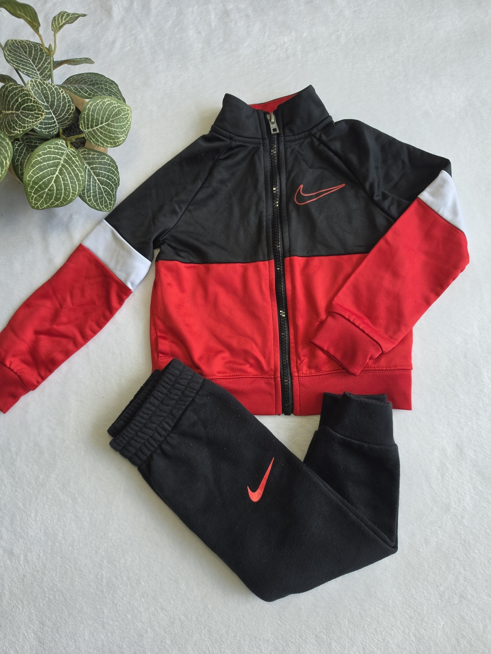 Nike Kids' Red and Black Track Set - Zip Jacket & Joggers